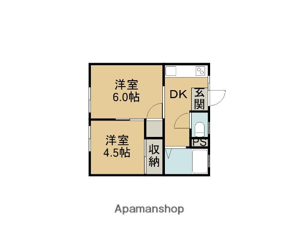メゾンウッズ(2DK/1階)の間取り写真