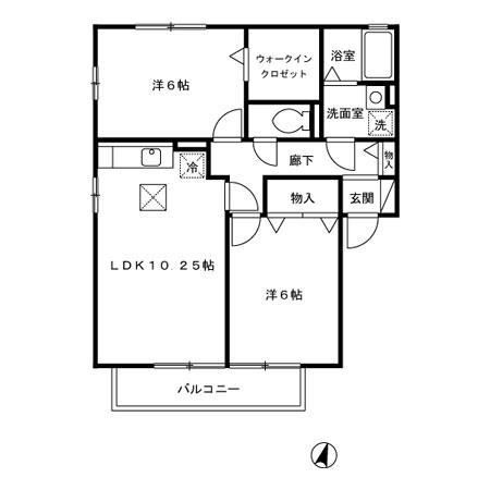 グリーンアヴェニューH(2LDK/1階)の間取り写真