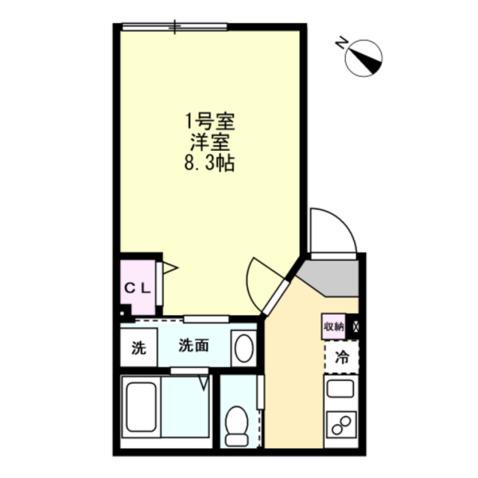 ベイルームセレナローゼ(1K/1階)の間取り写真