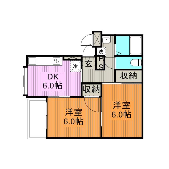 フジスカイマンション(2DK/3階)の間取り写真