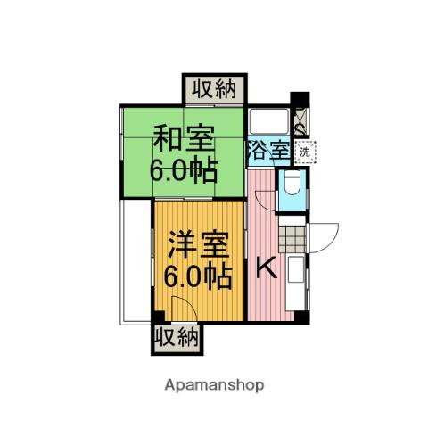 ホワイトハイツ(2K/1階)の間取り写真