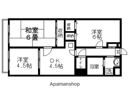 ランバーパート6(3K/2階)の間取り写真