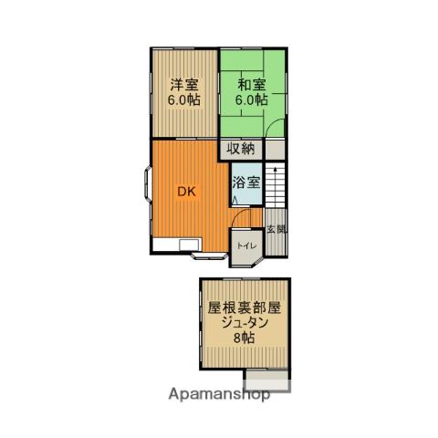 横浜線 矢部駅 徒歩7分 3階建 築39年(2DK/2階)の間取り写真