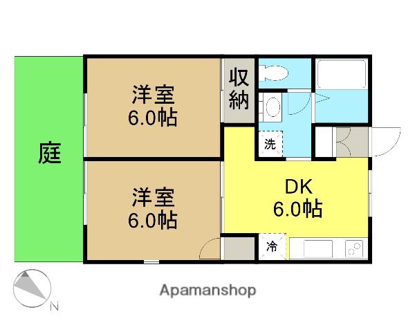 前川コーポ(2DK/1階)の間取り写真