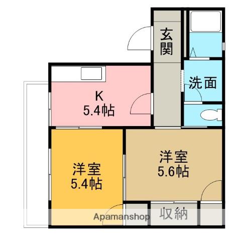 カルチャーB(2K/1階)の間取り写真