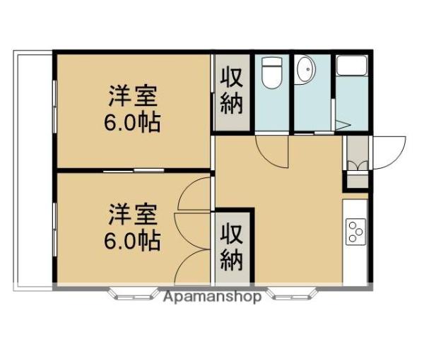 サンハイム市川(2DK/2階)の間取り写真