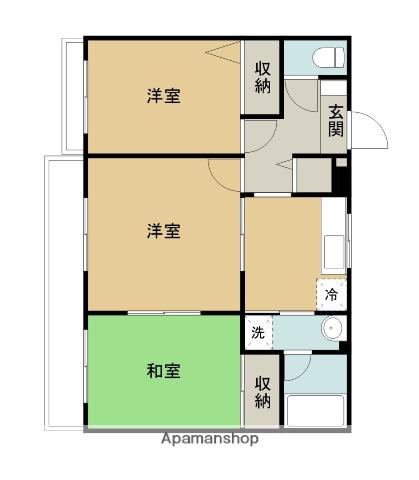 サンライズ相模原(3K/1階)の間取り写真