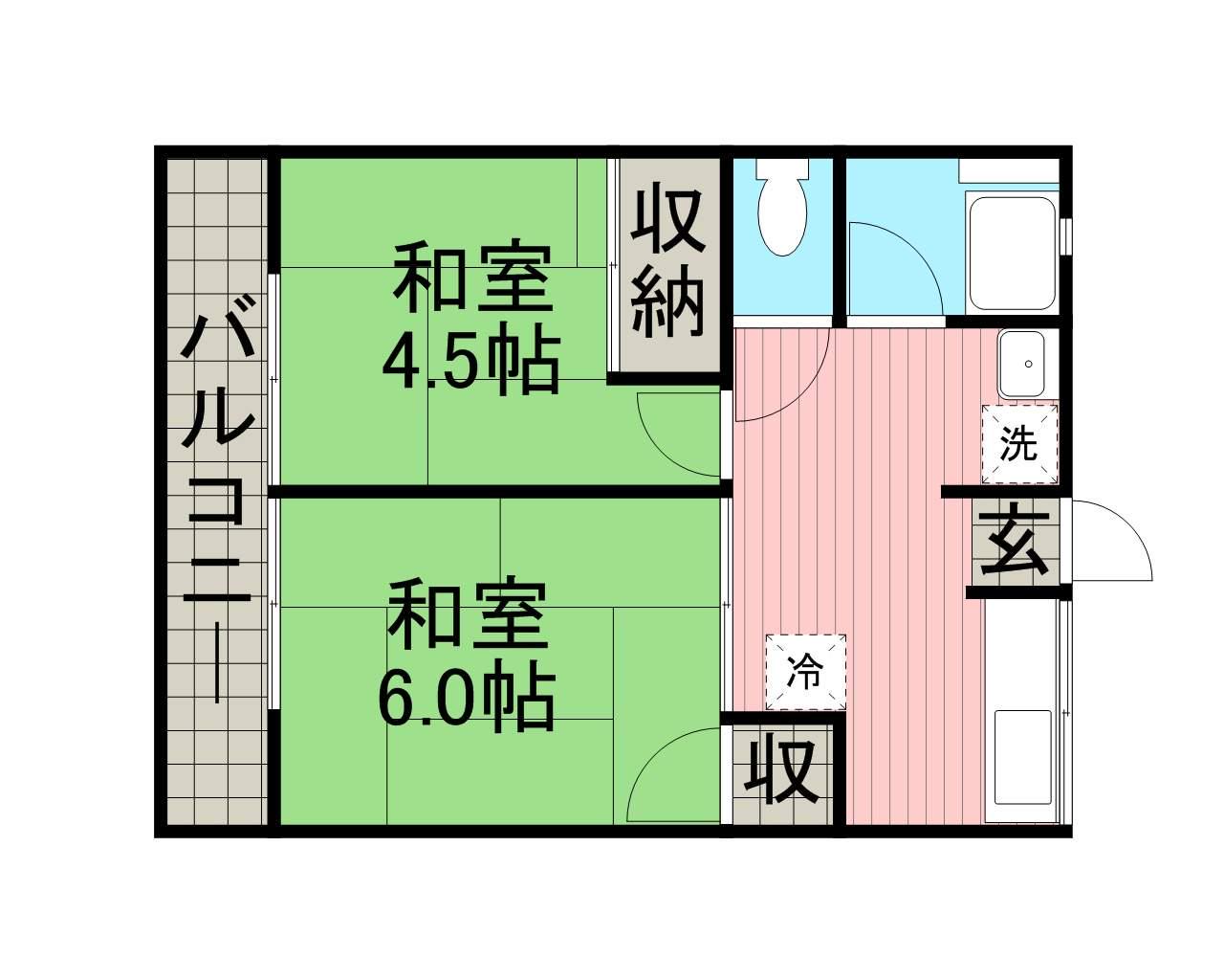 シティハイム コーポカトレア(2K/1階)の間取り写真