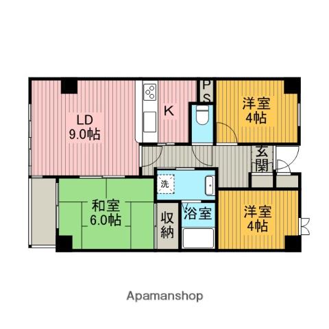 ノバ相模原(2SDK/3階)の間取り写真