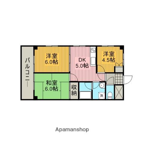 サガミベイサイドヒル(3DK/2階)の間取り写真