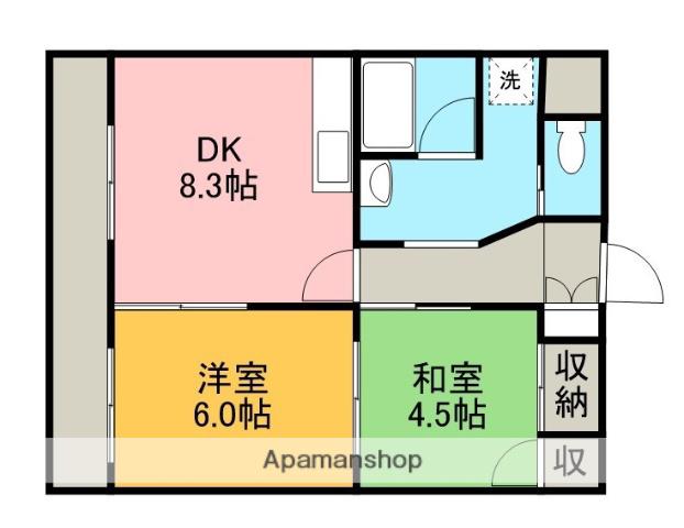 ハイツコスモ(2DK/3階)の間取り写真