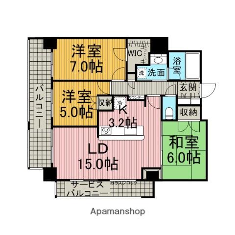 ライオンズタワー相模原ステーショングランデ(3LDK/24階)の間取り写真