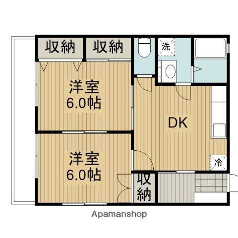 チェリーハイツ上矢部(2DK/1階)の間取り写真