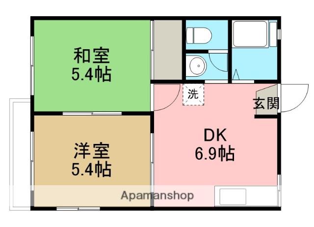 エクセルスリー(2DK/1階)の間取り写真