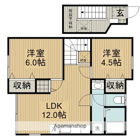 シャルマン木曽(2LDK/2階)の間取り写真
