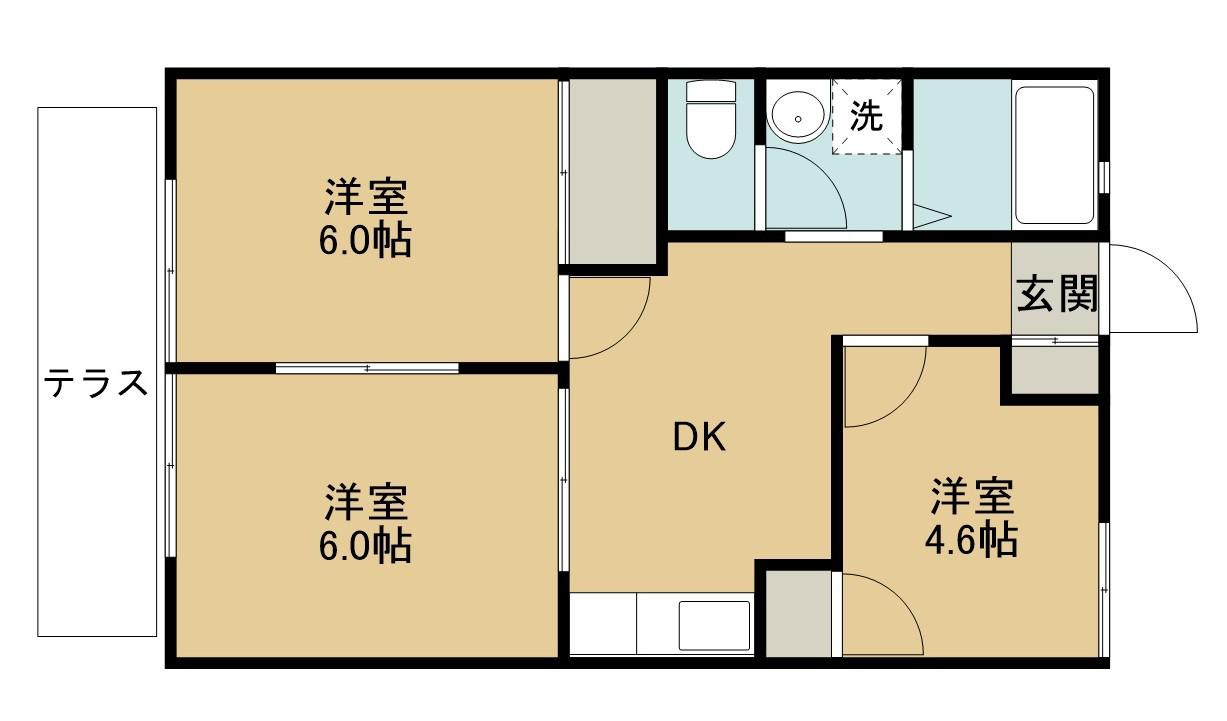 KIRYUハイツ(3DK/1階)の間取り写真