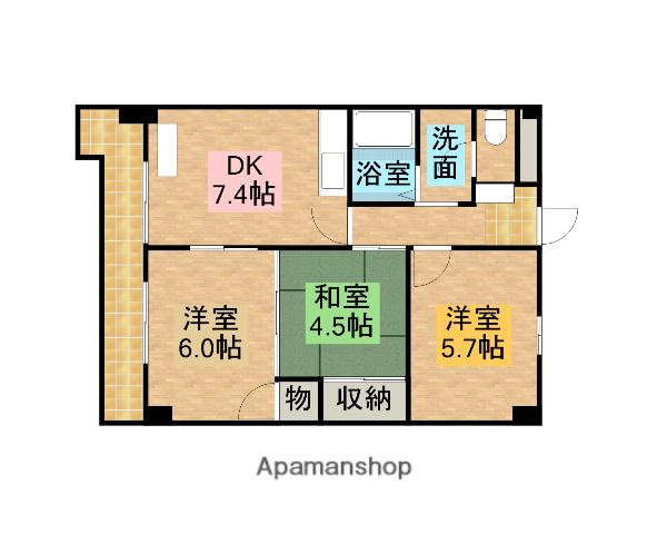 ピア中丸(3DK/4階)の間取り写真