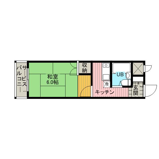 ベルハイツ大谷(1K/4階)の間取り写真