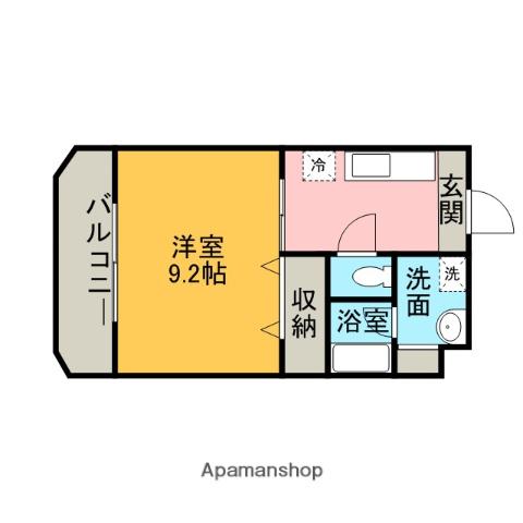 ハイツ浜Ⅱ(1K/2階)の間取り写真