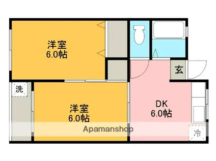 江上マンション(2DK/3階)の間取り写真