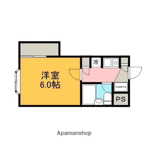 スカイコート矢部第2(1K/3階)の間取り写真