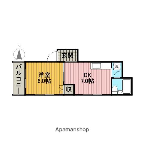 トウトアームスⅠ(1DK/3階)の間取り写真