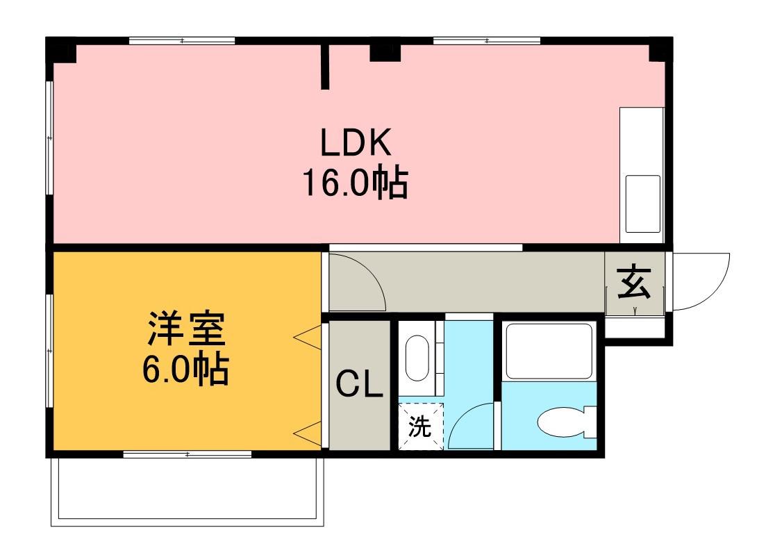 長谷川ビル(1LDK/3階)の間取り写真
