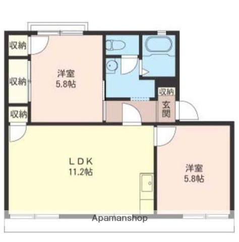 メゾンA(2LDK/1階)の間取り写真