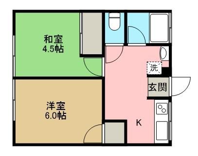 シティハイム岸和(2K/1階)の間取り写真