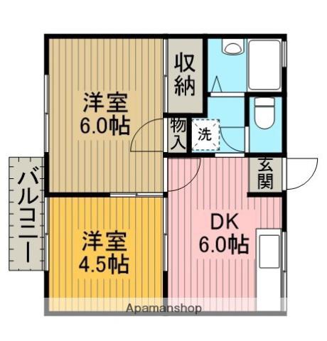 ツインハイツ5(2DK/1階)の間取り写真