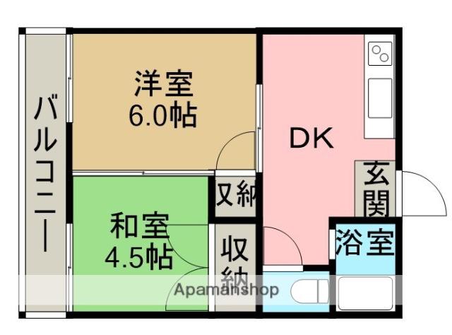 大槻荘(2DK/1階)の間取り写真