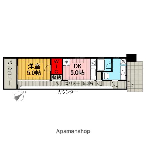 パール相模原ステーションフロント(1DK/7階)の間取り写真