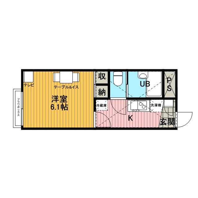 レオパレスプリムローズ(1K/1階)の間取り写真