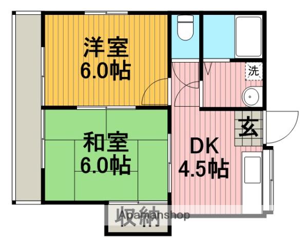 セイユウA(2DK/2階)の間取り写真