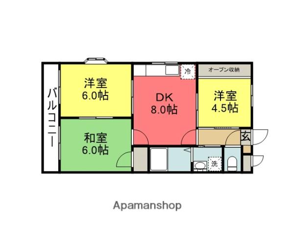 オーロラ・シティ橋本(3DK/2階)の間取り写真