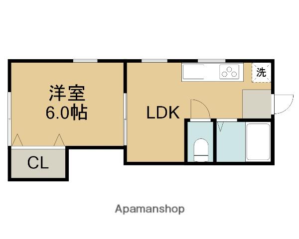 カミナガアパート(1LDK/2階)の間取り写真