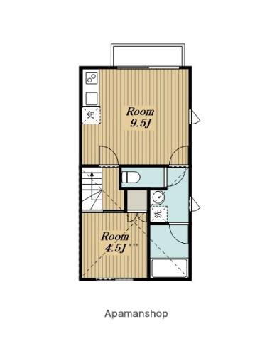 AURORA(1LDK/2階)の間取り写真