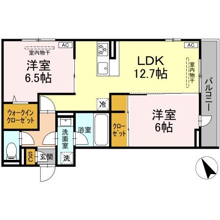 セントラーレ(2LDK/2階)の間取り写真