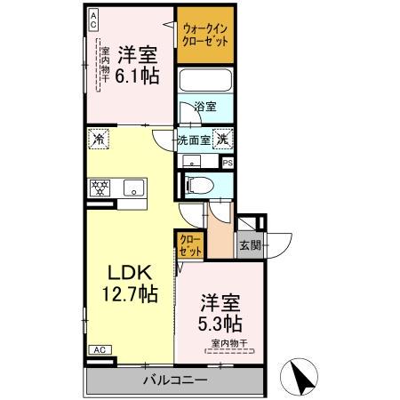 セントラーレ(2LDK/2階)の間取り写真
