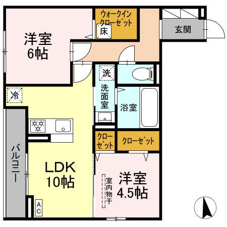 ヴィルフレア深見台(2LDK/1階)の間取り写真