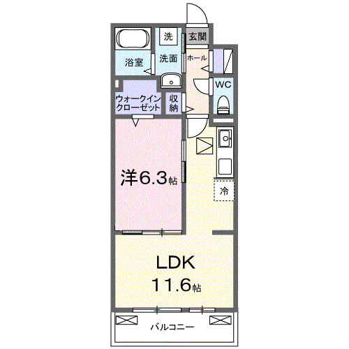 アウラティエ(1LDK/1階)の間取り写真