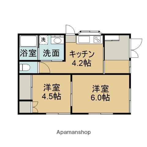 神奈川県相模原市緑区 1階建 築34年(2K)の間取り写真