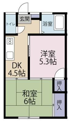 クロノス淵野辺西(2DK/1階)の間取り写真