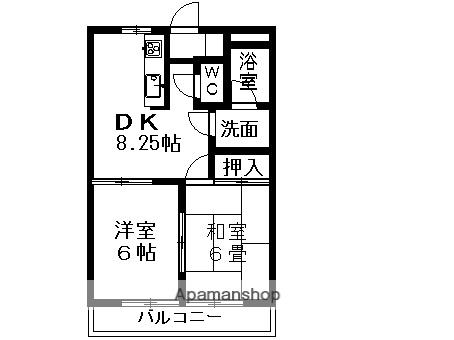 グリーンフィールド石阪A(2DK/1階)の間取り写真