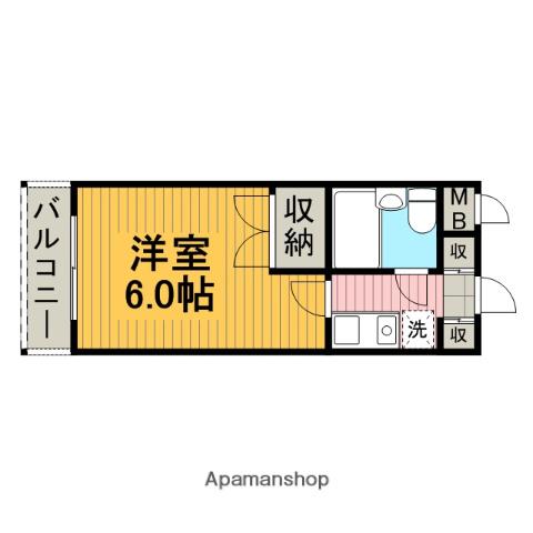 ダイホープラザ相模原Ⅲ(1K/1階)の間取り写真