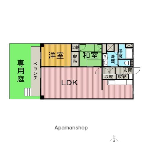 相模大野ハイツB棟(2LDK/1階)の間取り写真