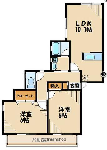 ニクセル成瀬(2LDK/1階)の間取り写真