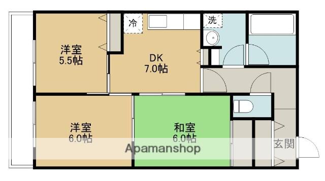 シャトーライフ相模原1(3DK/6階)の間取り写真
