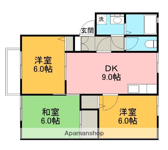サニーホームズ黄金山(3DK/2階)の間取り写真