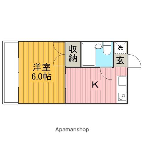 第2こみねハイツ(1K/2階)の間取り写真